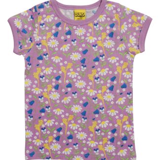 Duns Short Sleeved Top in Summer Days Violet Tulle