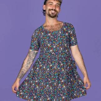 Run & Fly Boogie Bones Oversized Smock Dress