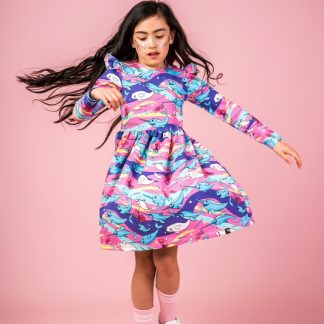 Mullido Narwhal Long Sleeved Gathered Dress