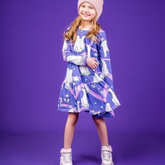Mullido Polar Bear A-line Dress in Purple