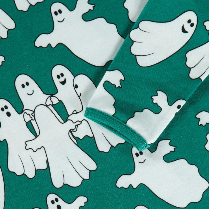 Smafolk Long Sleeved Top with Ghosts in Petroleum Green - Image 3