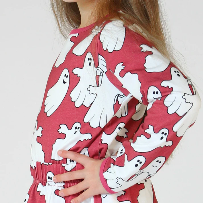Smafolk Long Sleeved Top with Ghosts in Baroque Rose - Image 4