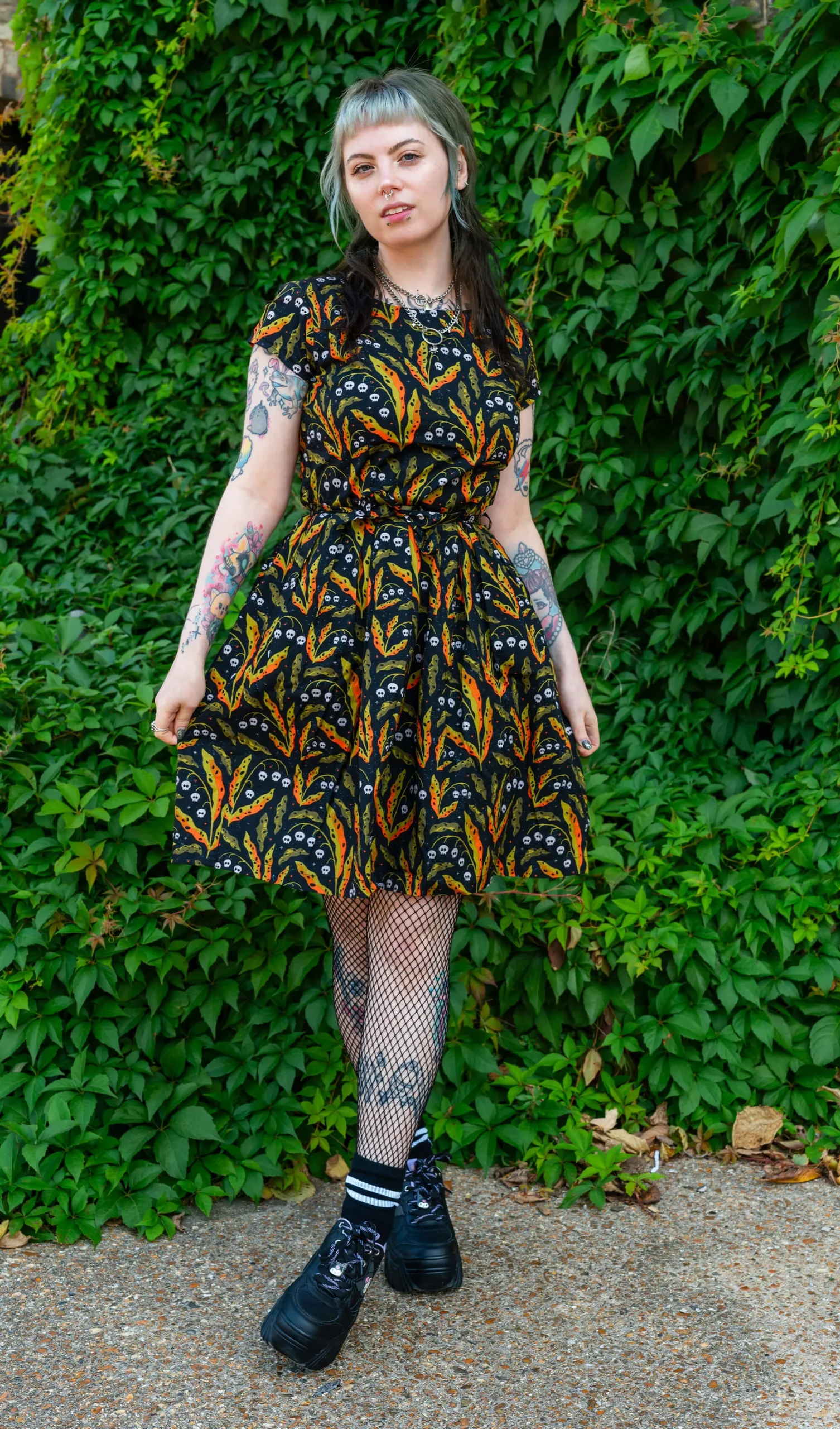 Run & Fly X Clare Lewis Poison and Plants Stretch Belted Tea Dress - Image 7
