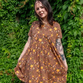 Run & Fly Autumn Pumpkin Oversized Smock Dress