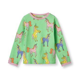 Smafolk Long Sleeved Top with Unicorns - Minty Green Tea