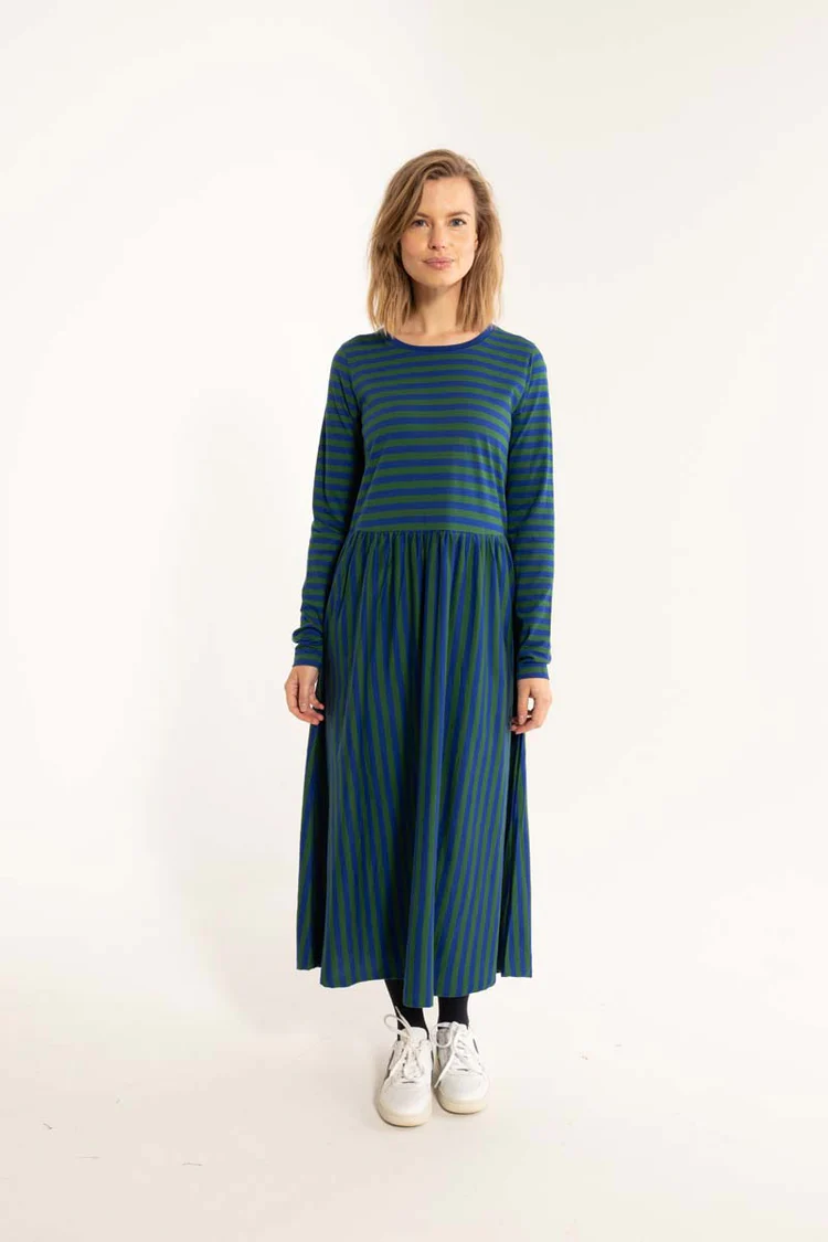 Danefae Danebasic Kroeyer LS Dress Deep Blue & Dark Pine - Image 3