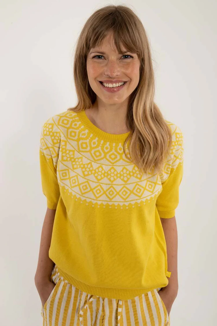 Danefae Danehope Cotton Knit Sweater Tee Faded Yellow (Small Only)