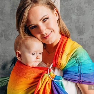 LennyLamb Ring Sling in Rainbow Baby, Standard Length, Gathered Shoulder