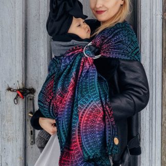 LennyLamb Ring Sling in Peacock's Tail Black Opal, Standard Length, Pleated Shoulder