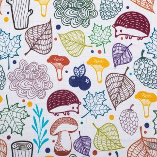 LennyLamb Muslin Square in Under the Leaves Hedgehog White