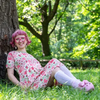 Rebel Romance Strawberry Picnic Print Smock Dress