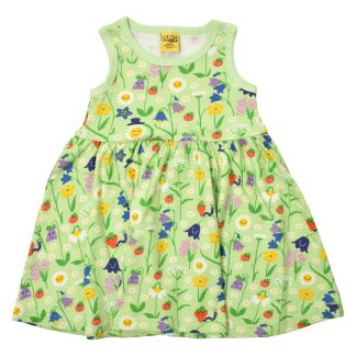 Duns Sleeveless Gather Dress in Happy Flower Patina Green