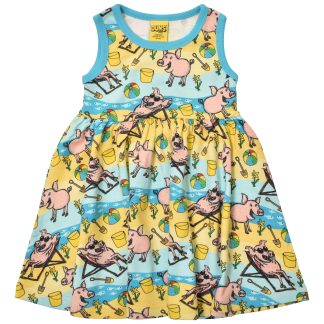 Duns Sleeveless Gather Dress in Beach Pig