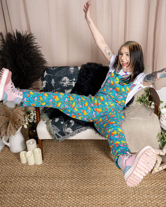 Run & Fly Rainbow Dinosaurs Stretch Twill Dungarees - Image 7