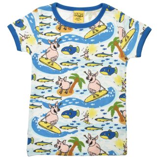 Duns Short Sleeved Top in Surf Pig Skydiver Blue