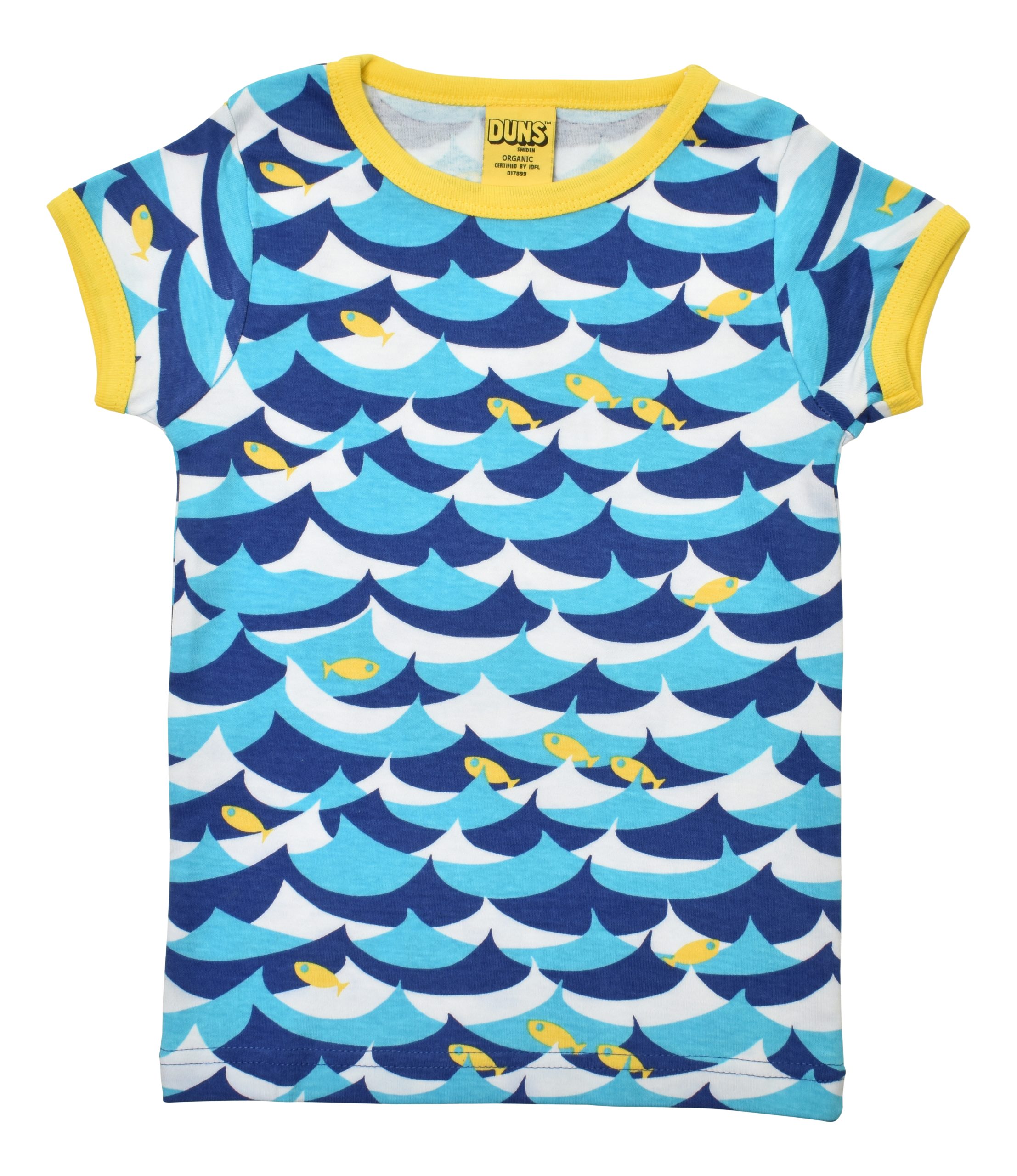 Duns Short Sleeved Top in Wave and Fish Blue
