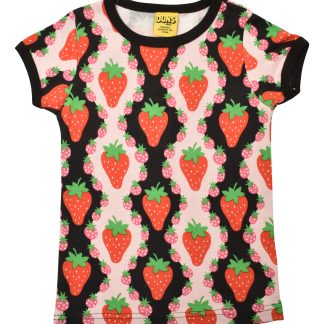Duns Short Sleeved Top in Strawberries Pink