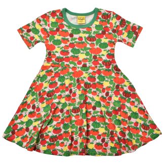 Duns Short Sleeved Skater Dress in Tomatoes Pink