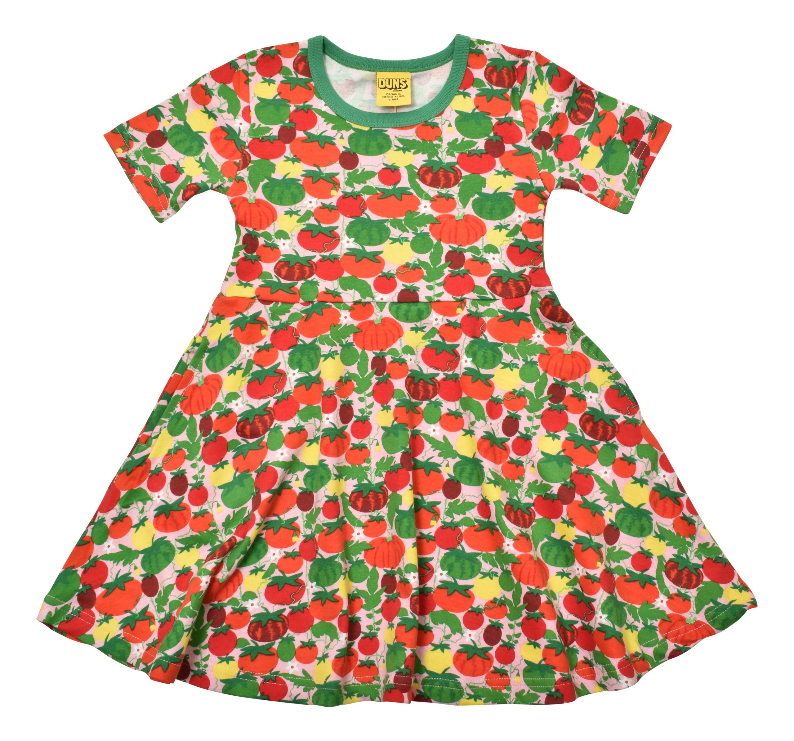 Duns Short Sleeved Skater Dress in Tomatoes Pink