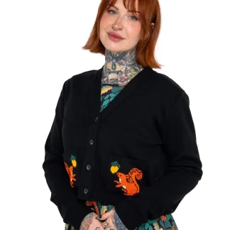 Run & Fly Acorn Adventure Squirrel V-Neck Cropped Cardigan
